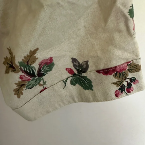 Handmade Women’s Floral Robe Linen Blend Tan/Red Size M Wrap Belted Kimono Style - Picture 2 of 10